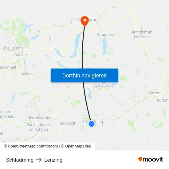 Schladming to Lenzing map