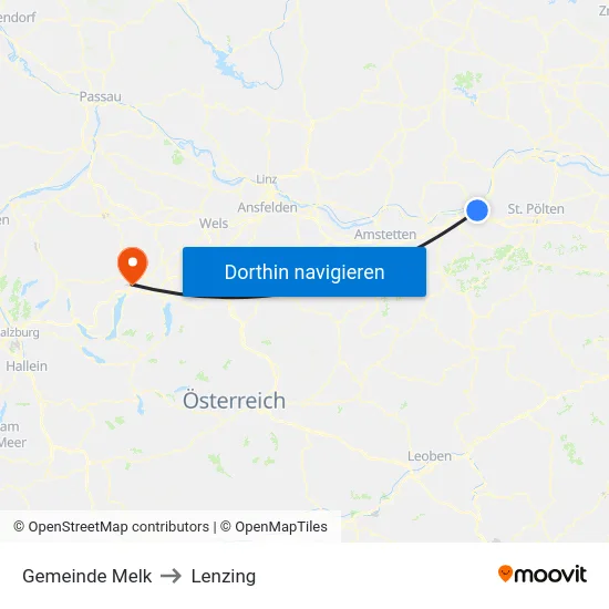 Gemeinde Melk to Lenzing map