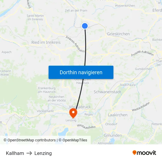 Kallham to Lenzing map