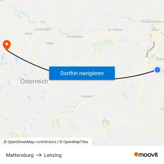 Mattersburg to Lenzing map