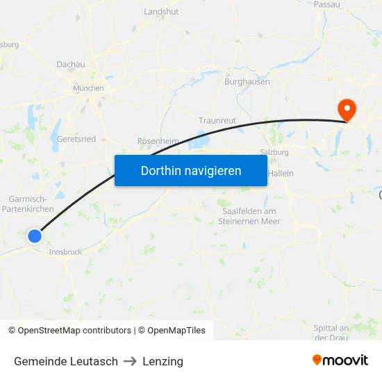 Gemeinde Leutasch to Lenzing map