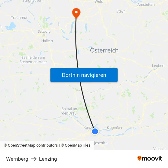Wernberg to Lenzing map