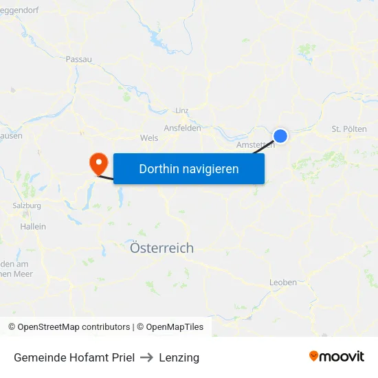 Gemeinde Hofamt Priel to Lenzing map