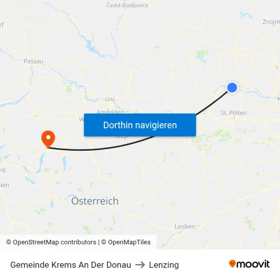Gemeinde Krems An Der Donau to Lenzing map