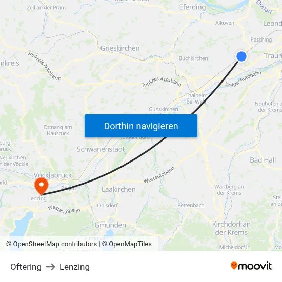 Oftering to Lenzing map