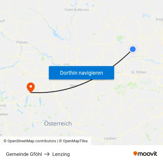 Gemeinde Gföhl to Lenzing map