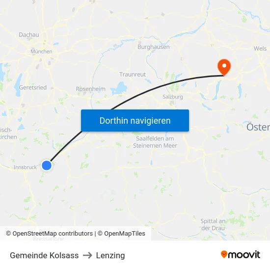 Gemeinde Kolsass to Lenzing map