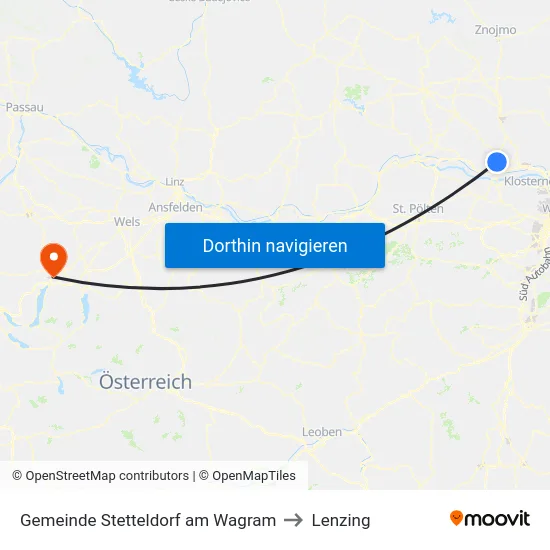 Gemeinde Stetteldorf am Wagram to Lenzing map