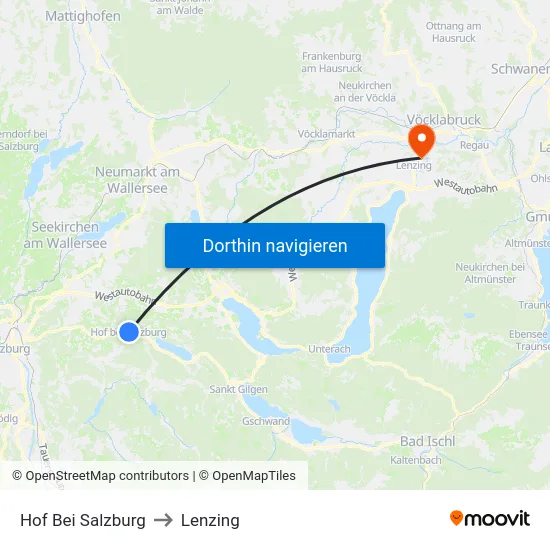 Hof Bei Salzburg to Lenzing map