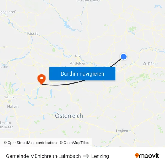 Gemeinde Münichreith-Laimbach to Lenzing map
