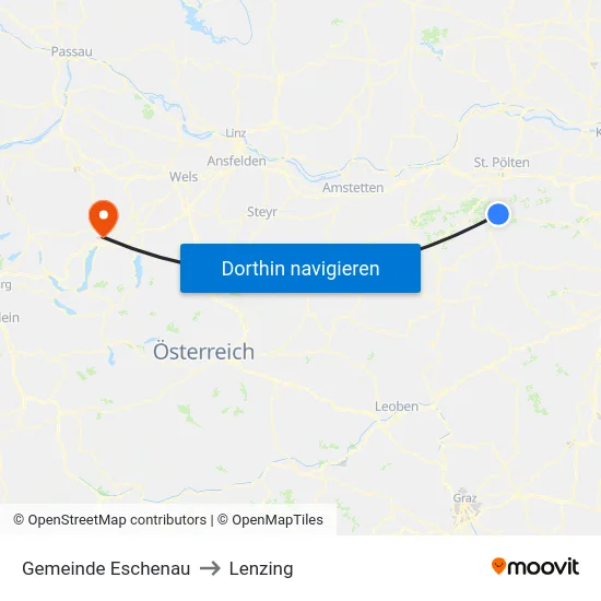 Gemeinde Eschenau to Lenzing map