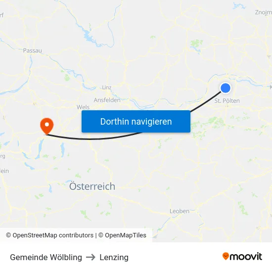 Gemeinde Wölbling to Lenzing map