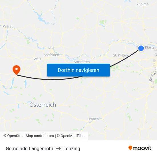 Gemeinde Langenrohr to Lenzing map