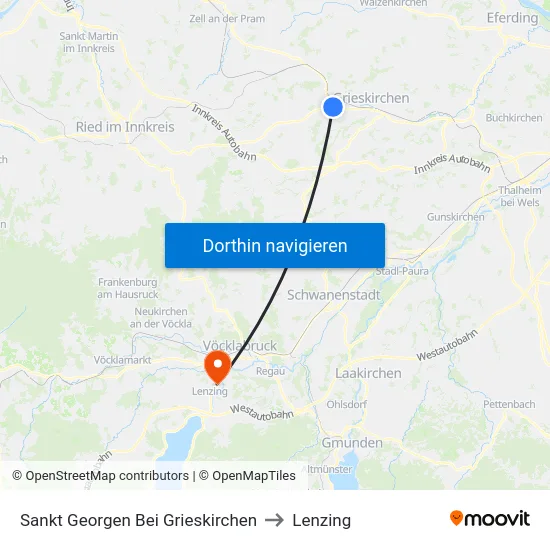 Sankt Georgen Bei Grieskirchen to Lenzing map