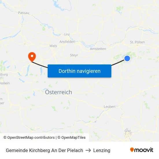 Gemeinde Kirchberg An Der Pielach to Lenzing map