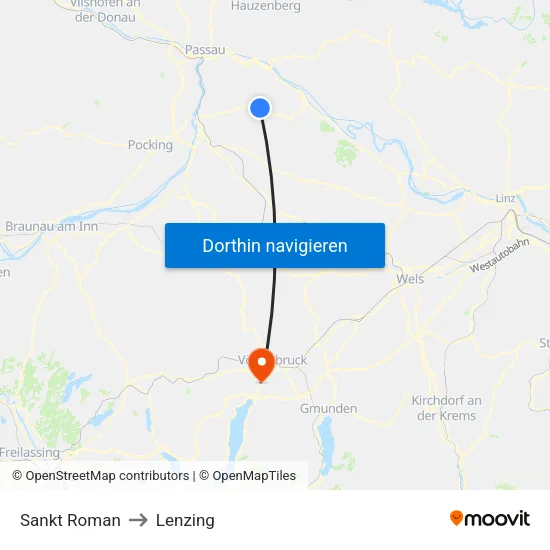 Sankt Roman to Lenzing map