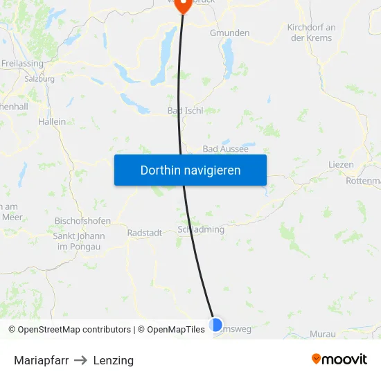 Mariapfarr to Lenzing map