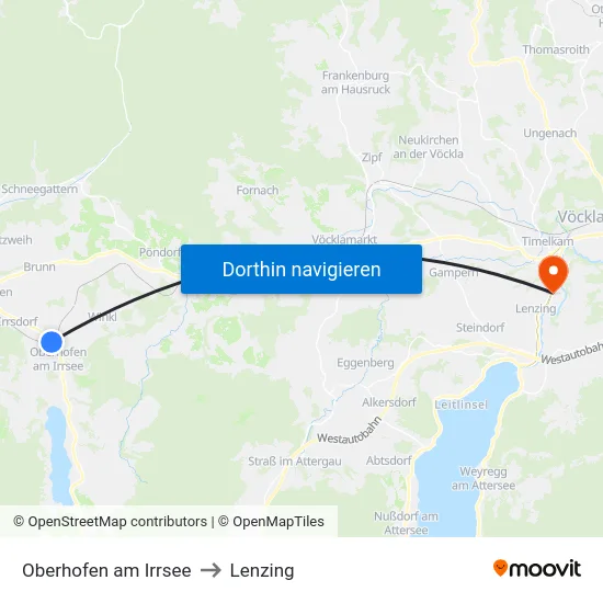 Oberhofen am Irrsee to Lenzing map