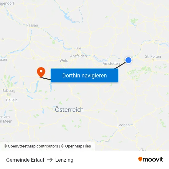 Gemeinde Erlauf to Lenzing map