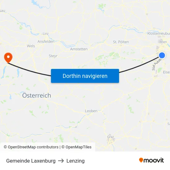 Gemeinde Laxenburg to Lenzing map