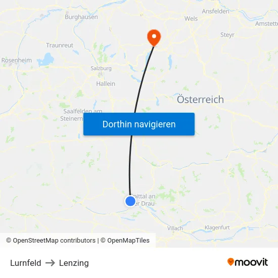 Lurnfeld to Lenzing map