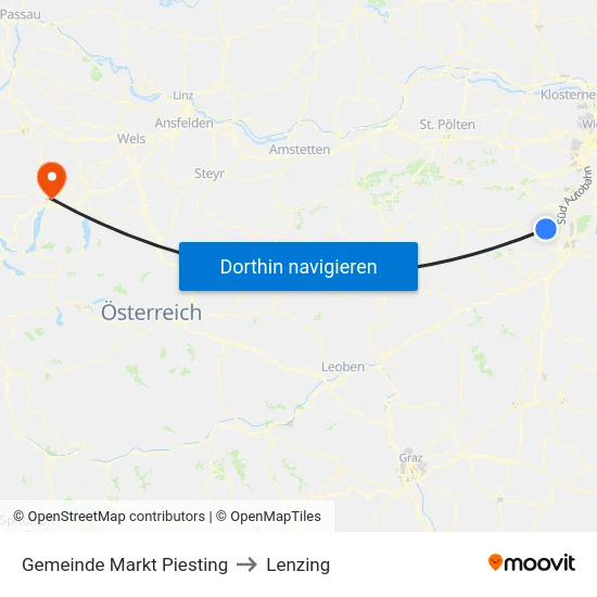 Gemeinde Markt Piesting to Lenzing map