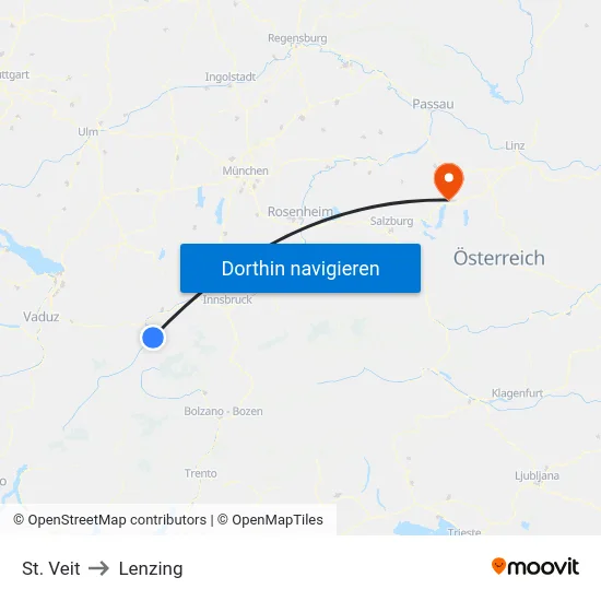 St. Veit to Lenzing map