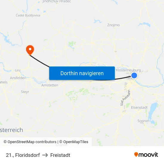 21., Floridsdorf to Freistadt map