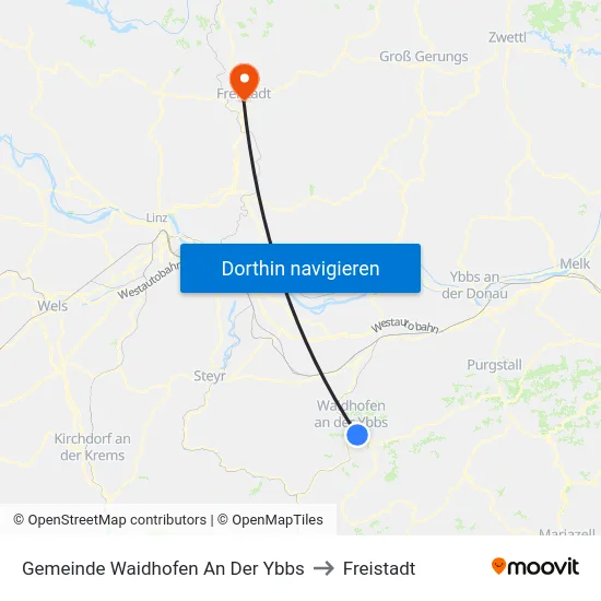 Gemeinde Waidhofen An Der Ybbs to Freistadt map