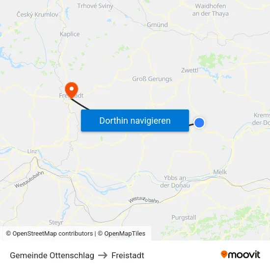 Gemeinde Ottenschlag to Freistadt map