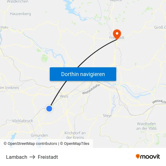 Lambach to Freistadt map