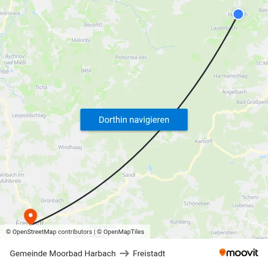 Gemeinde Moorbad Harbach to Freistadt map