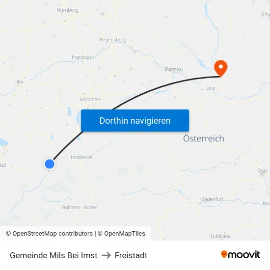 Gemeinde Mils Bei Imst to Freistadt map