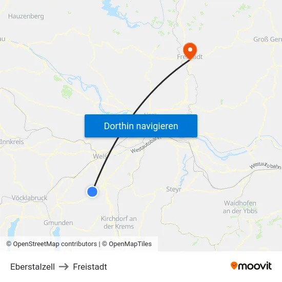 Eberstalzell to Freistadt map