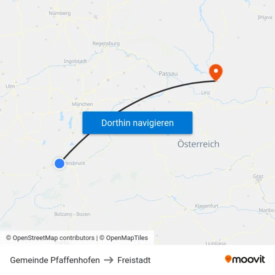 Gemeinde Pfaffenhofen to Freistadt map