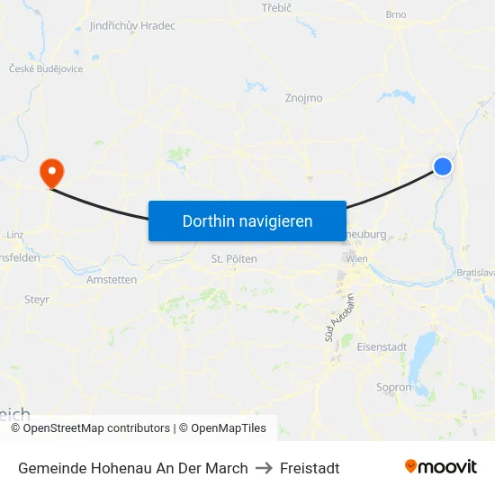 Gemeinde Hohenau An Der March to Freistadt map