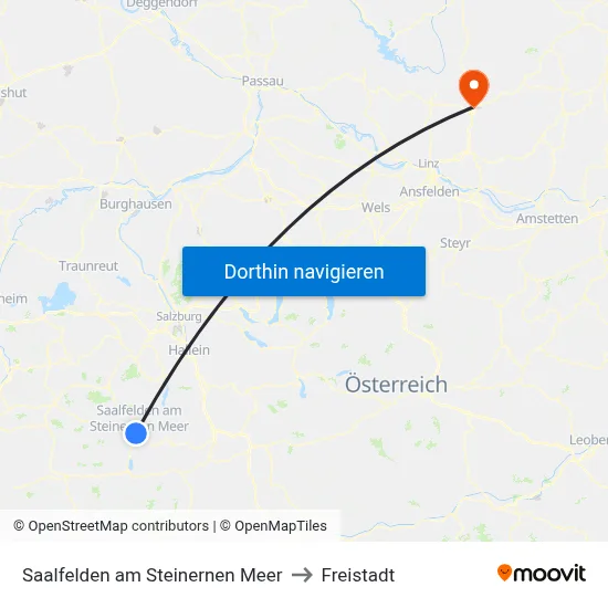 Saalfelden am Steinernen Meer to Freistadt map