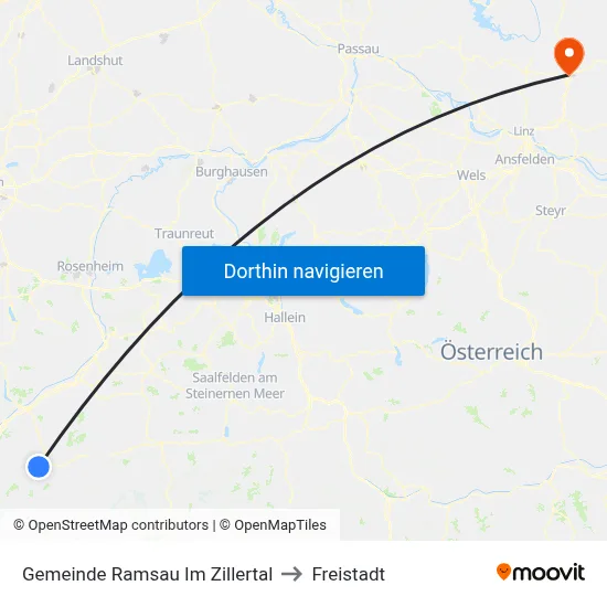 Gemeinde Ramsau Im Zillertal to Freistadt map
