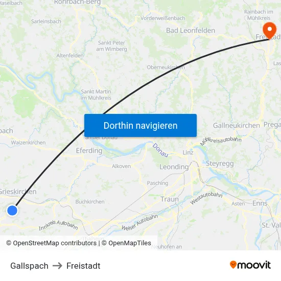 Gallspach to Freistadt map
