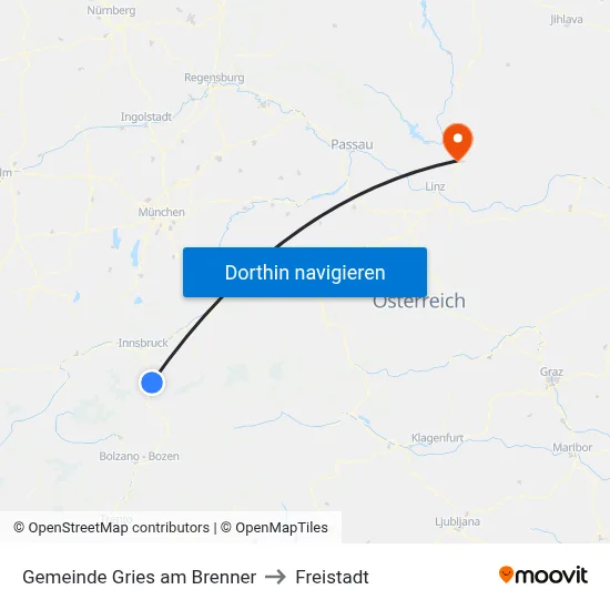 Gemeinde Gries am Brenner to Freistadt map