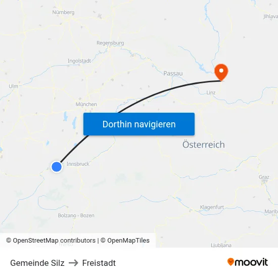 Gemeinde Silz to Freistadt map