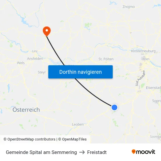 Gemeinde Spital am Semmering to Freistadt map