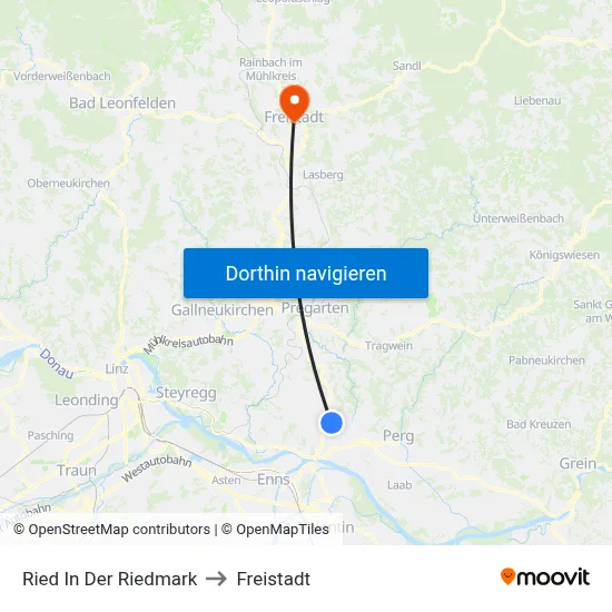 Ried In Der Riedmark to Freistadt map
