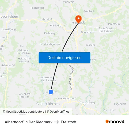 Alberndorf In Der Riedmark to Freistadt map