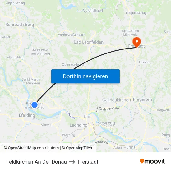 Feldkirchen An Der Donau to Freistadt map