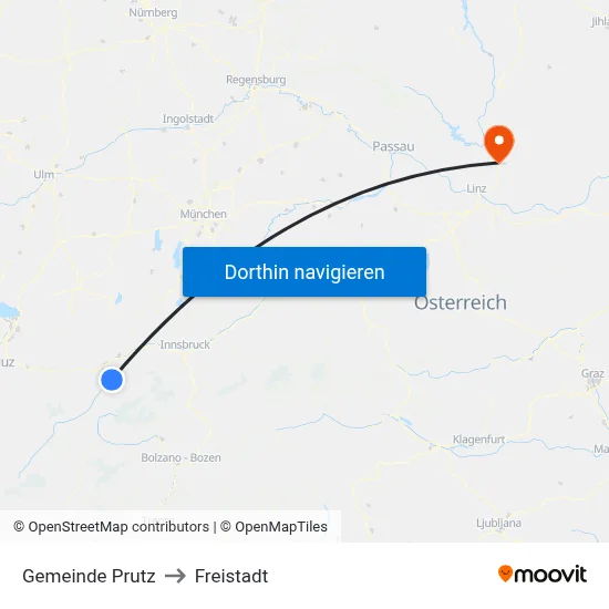 Gemeinde Prutz to Freistadt map
