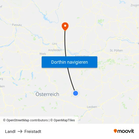 Landl to Freistadt map
