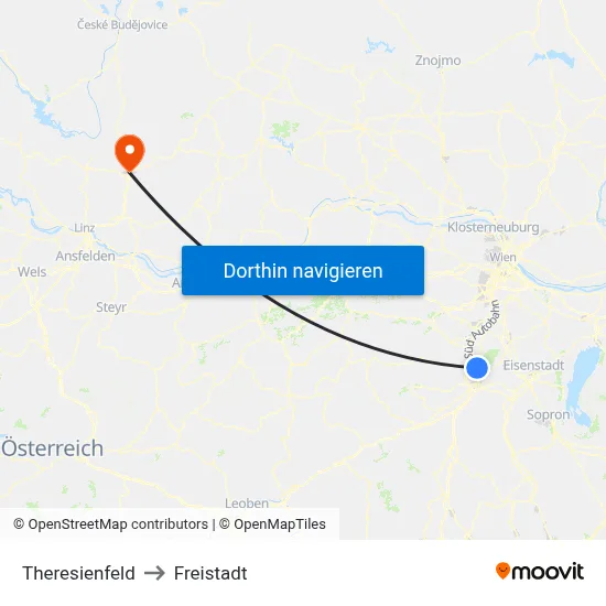 Theresienfeld to Freistadt map