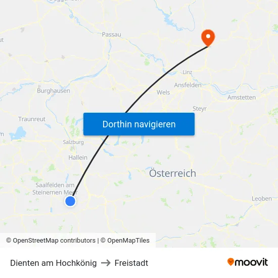 Dienten am Hochkönig to Freistadt map