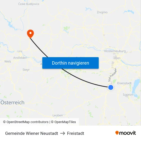 Gemeinde Wiener Neustadt to Freistadt map